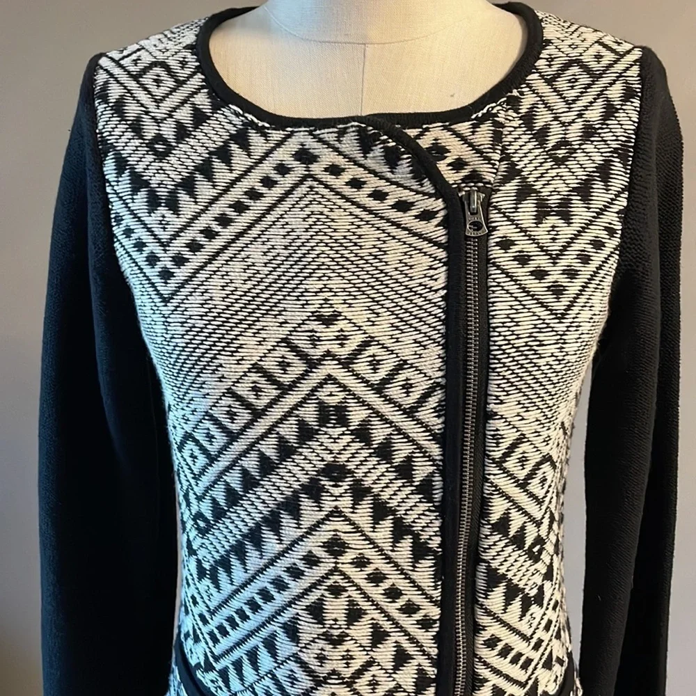 LUCKY BRAND women’s moto sweater knit jacket / cardigan diagonal zipper size Med